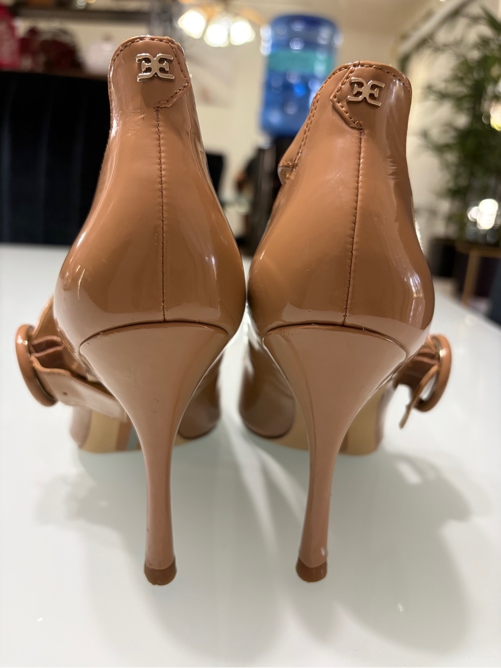 Sam Edelman Nude Patent Mary Jane Pointed Pump with Round Buckle - Picture 5 of 9